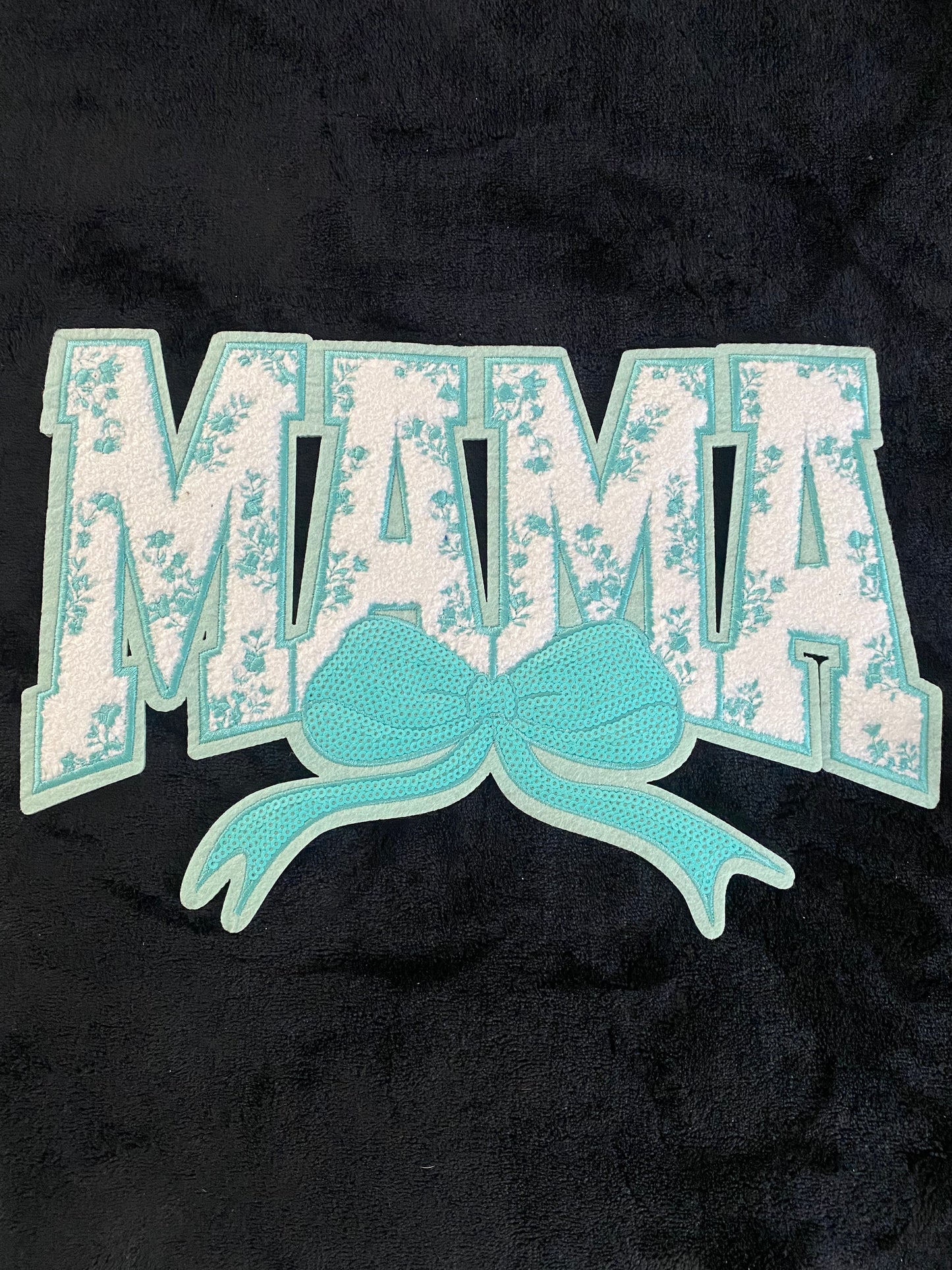 teal blue MAMA- Chenille Patches