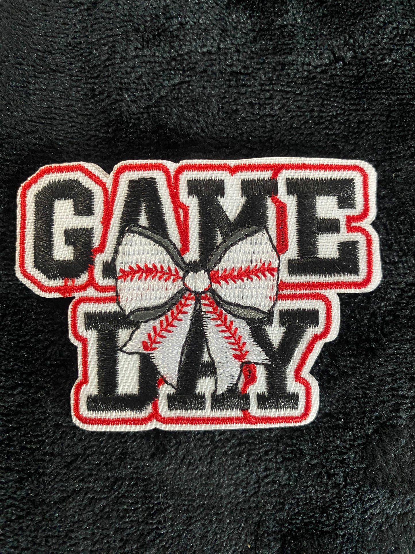 Baseball bow Game Day Hat Patch- Chenille Patches