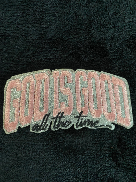 Pale Pink God Is Good All The Time Hat Patch- Chenille Patches