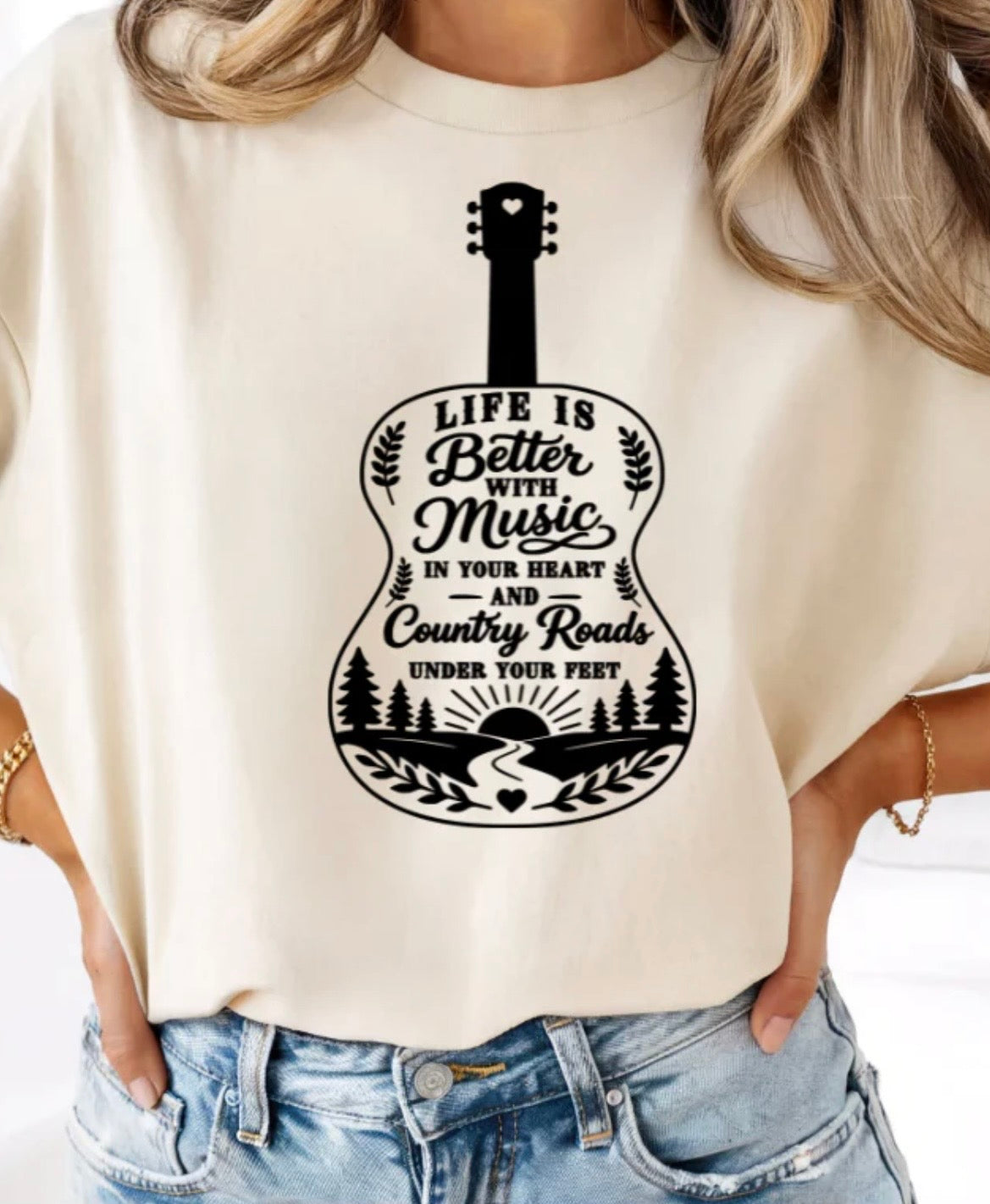 Life is Better with Music- screen print transfer (T4) HOT PEEL