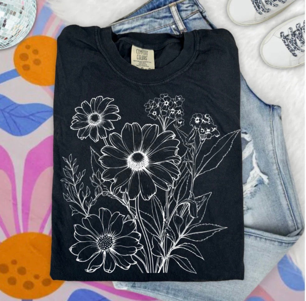 flowers- screen print transfer (T3) HOT PEEL