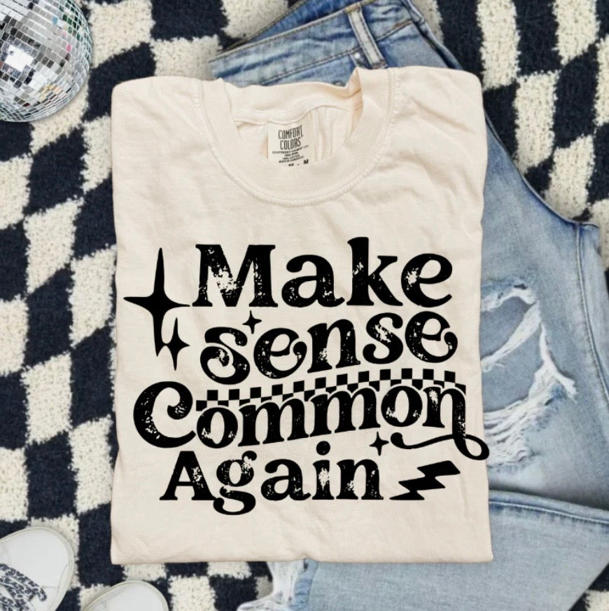 Make Sense Common Again- screen print transfer (T12) HOT PEEL