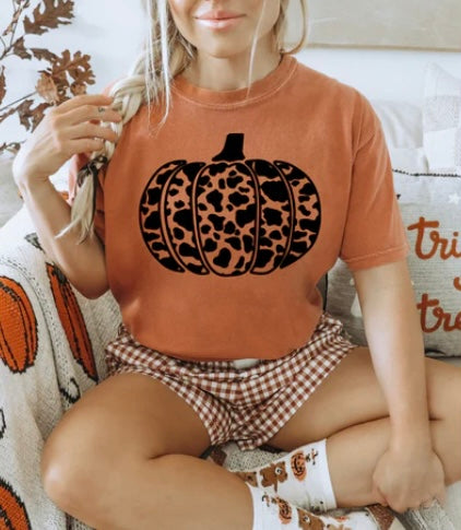 Pumpkin leopard print - screen print transfer (E2) HOT PEEL