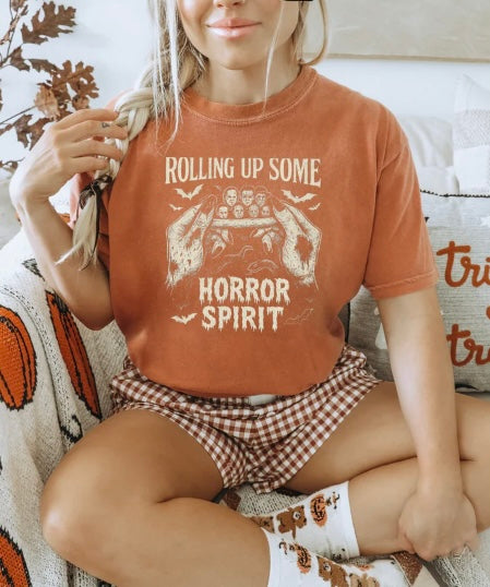Rolling Up Some Horror Spirit - screen print transfer (G9) HOT PEEL
