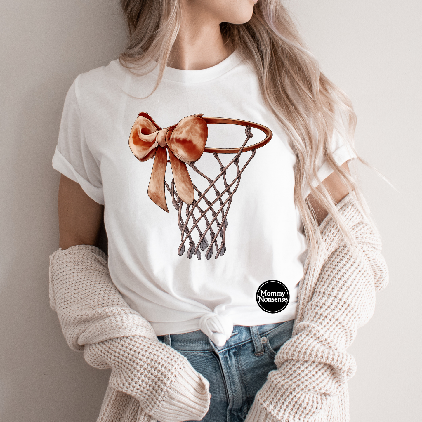 Basketball Hoop with Big Bow- DTF TRANSFER (L215) DTF Transfer