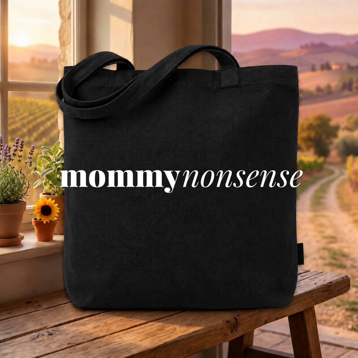 Black colored tote bag mockup