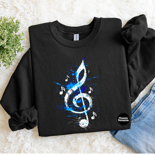 Blue paint splatter music note- DTF TRANSFER (K50) DTF Transfer