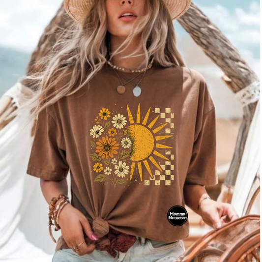 BOHO sun and flowers-DTF TRANSFER (H45) DTF Transfer