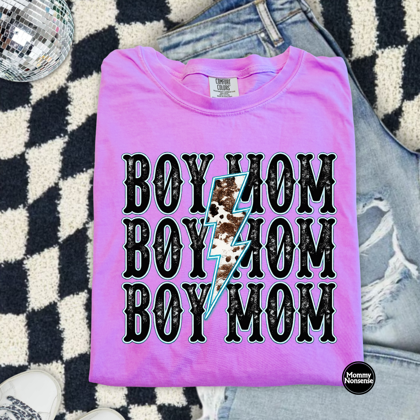 Boy Mom lightning bolt- DTF TRANSFER (L846) DTF Transfer