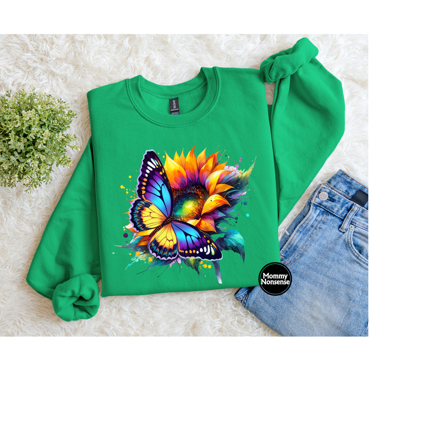 Watercolor Butterfly and Sunflower- DTF TRANSFER (L60) DTF Transfer