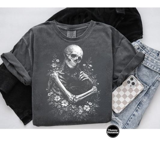 Cat and Skelly half tone- DTF TRANSFER (L886) DTF Transfer