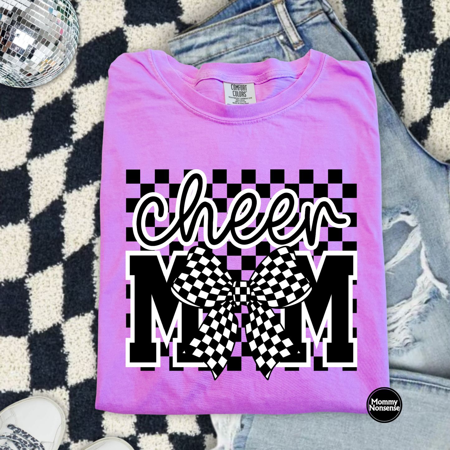 Cheer Mom blk Checkered- DTF TRANSFER (L841) DTF Transfer
