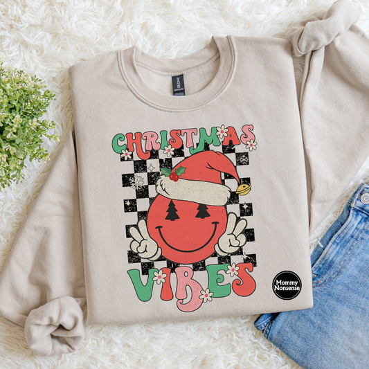 Christmas Vibes Smiley -DTF TRANSFER (J87) DTF Transfer