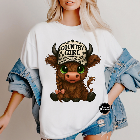 Country Girl Highlander Cow-DTF TRANSFER (D1)