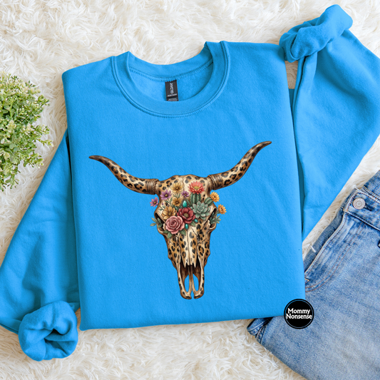 Floral Steer Skull- DTF TRANSFER (L961) DTF Transfer
