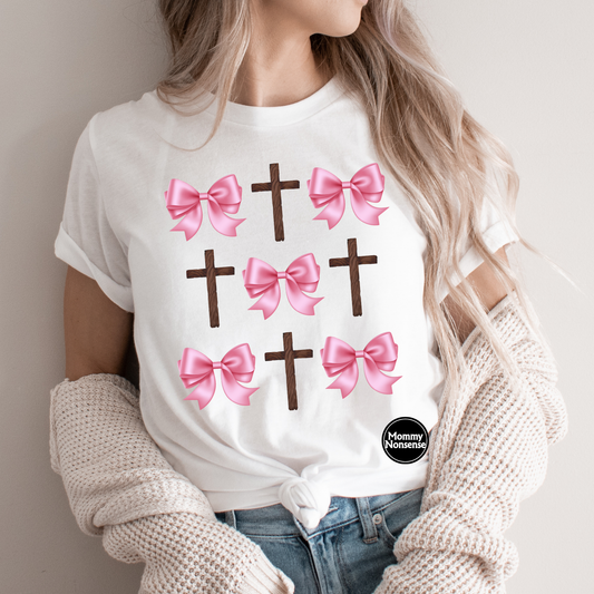 Crosses N Pink Bows- DTF TRANSFER (A15)