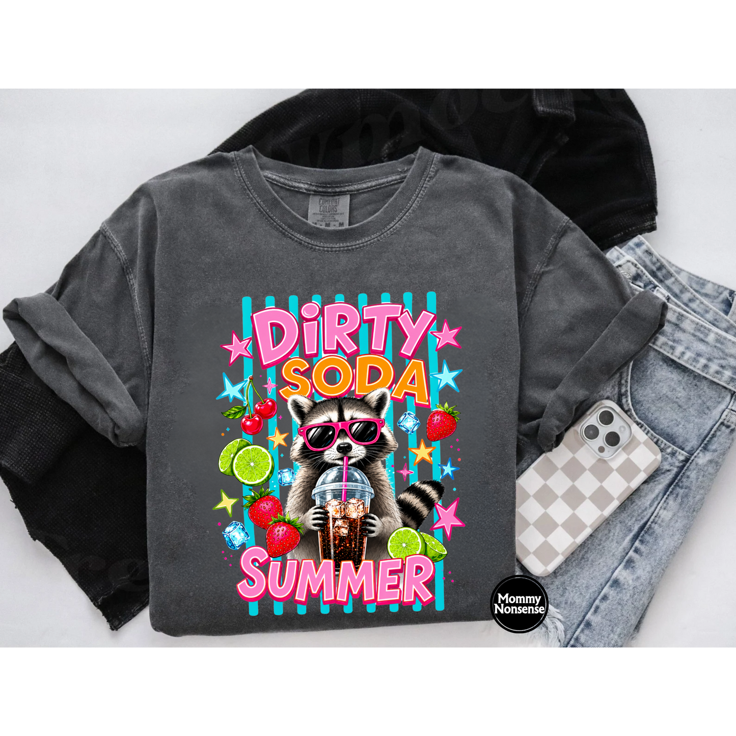 Dirty Soda Summer raccoon- DTF TRANSFER (L742) DTF Transfer