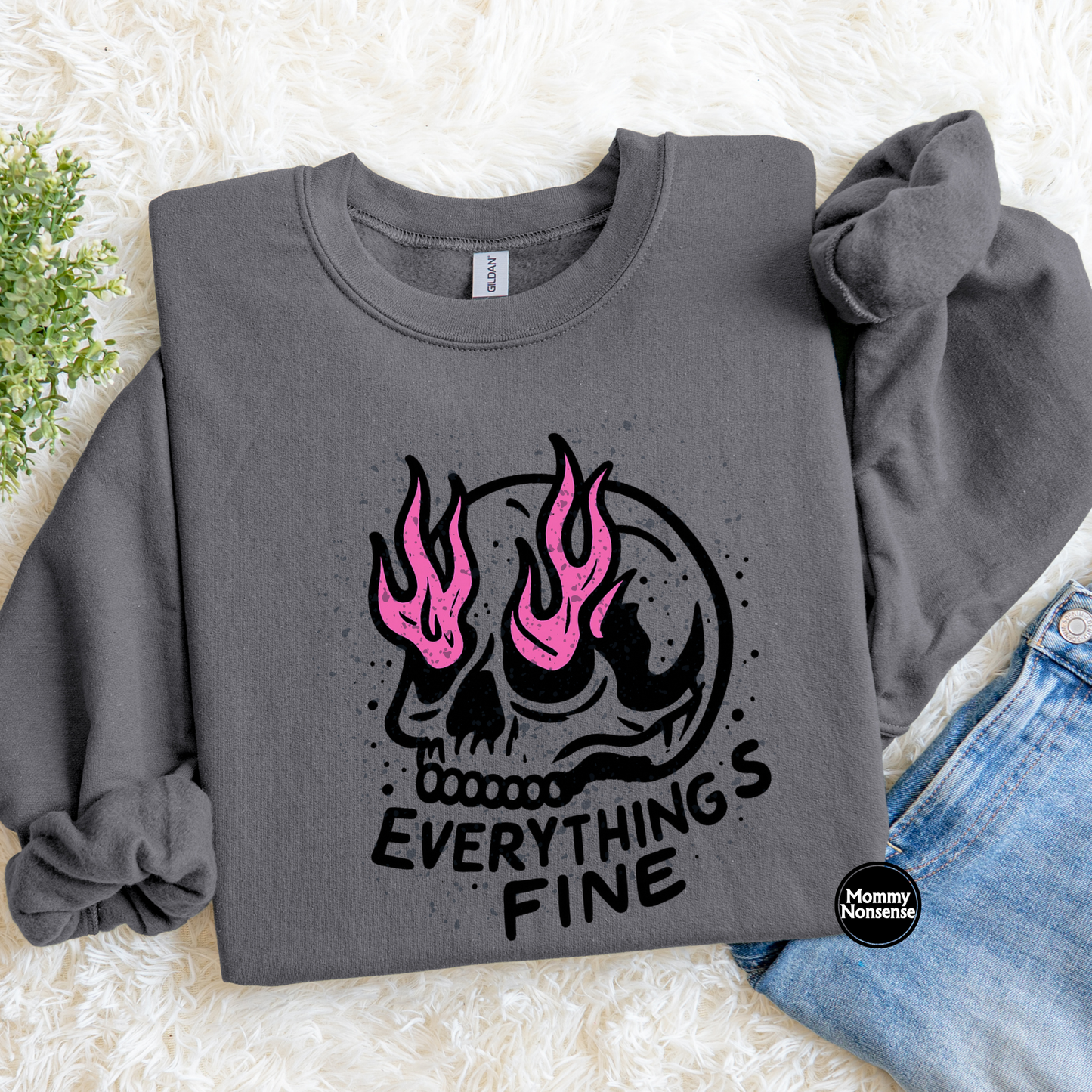 Everything's Fine Skull- DTF TRANSFER (L295) DTF Transfer