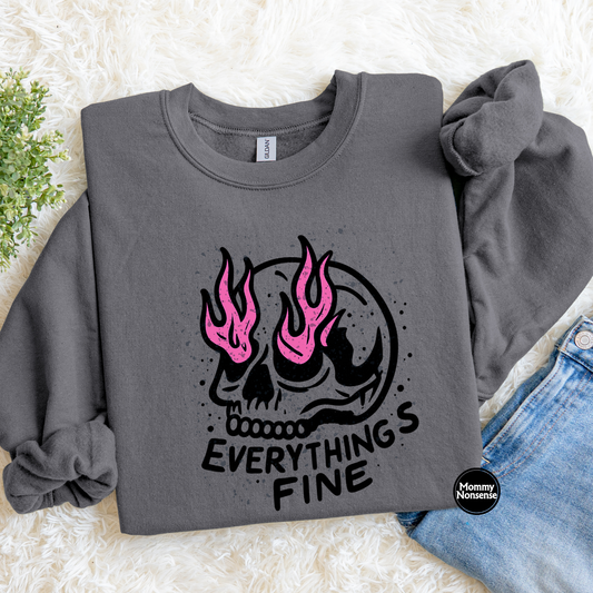 Everything's Fine Skull- DTF TRANSFER (L295) DTF Transfer