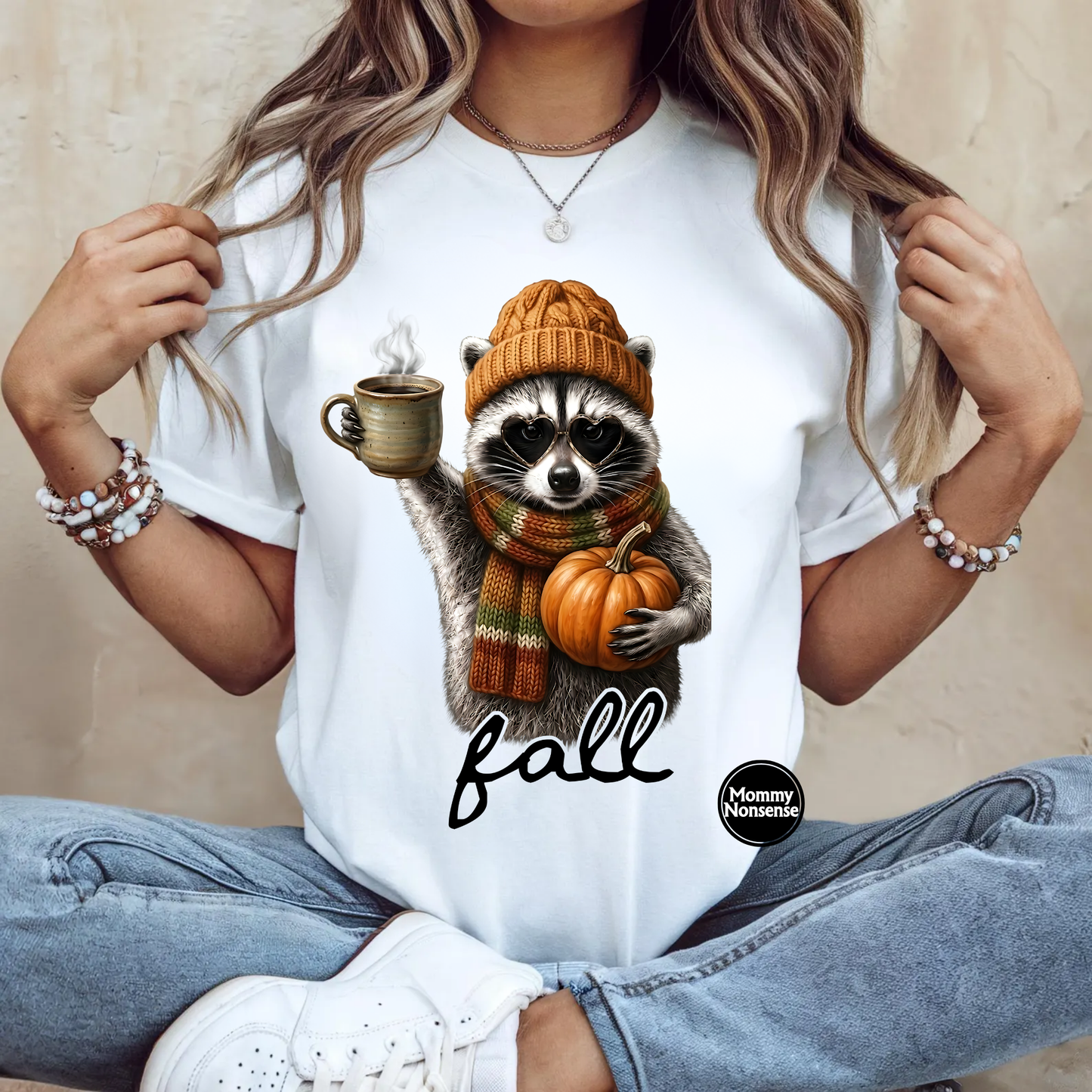 Fall Raccoon blk- DTF TRANSFER (L826) DTF Transfer