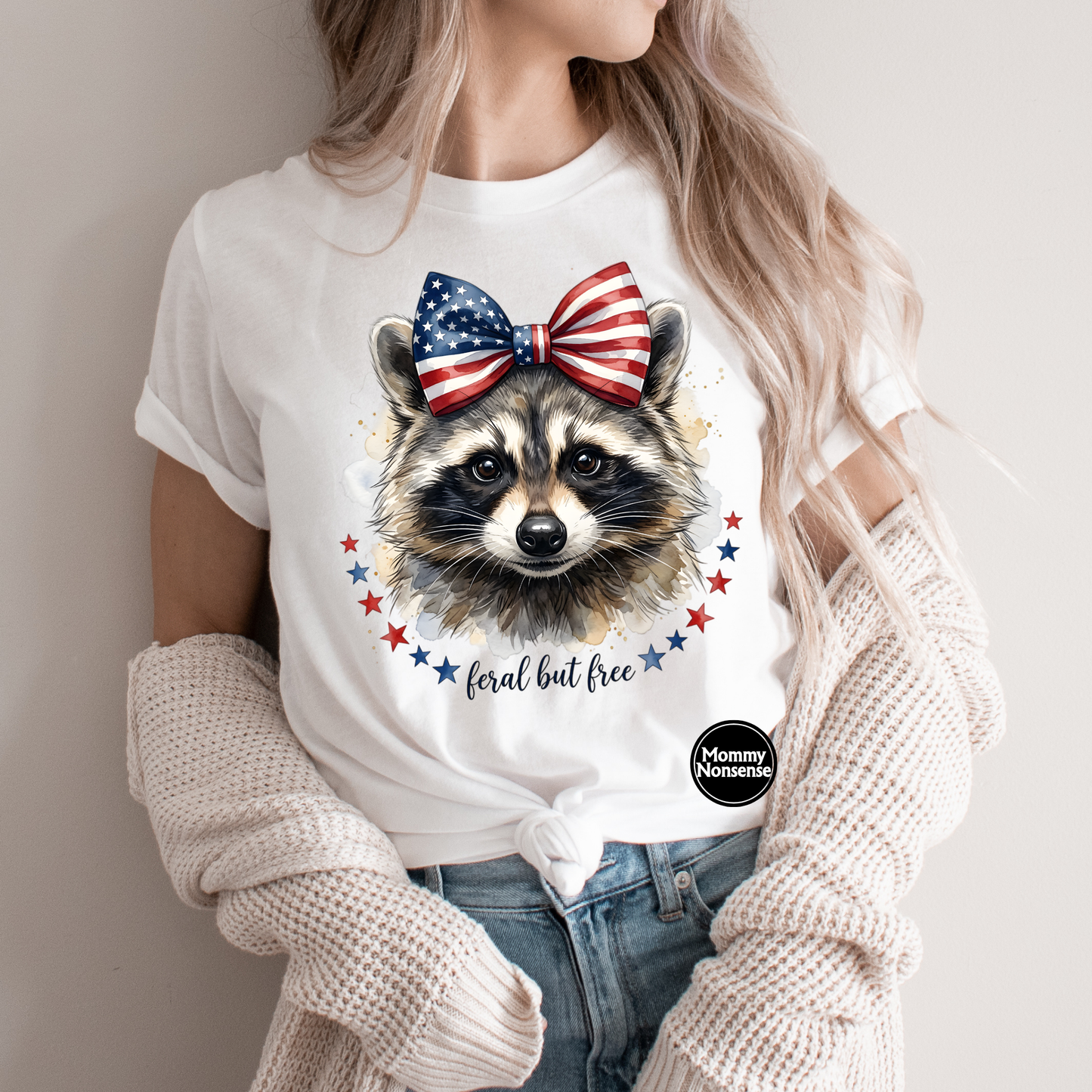Feral But Free raccoon - DTF TRANSFER (L580) DTF Transfer
