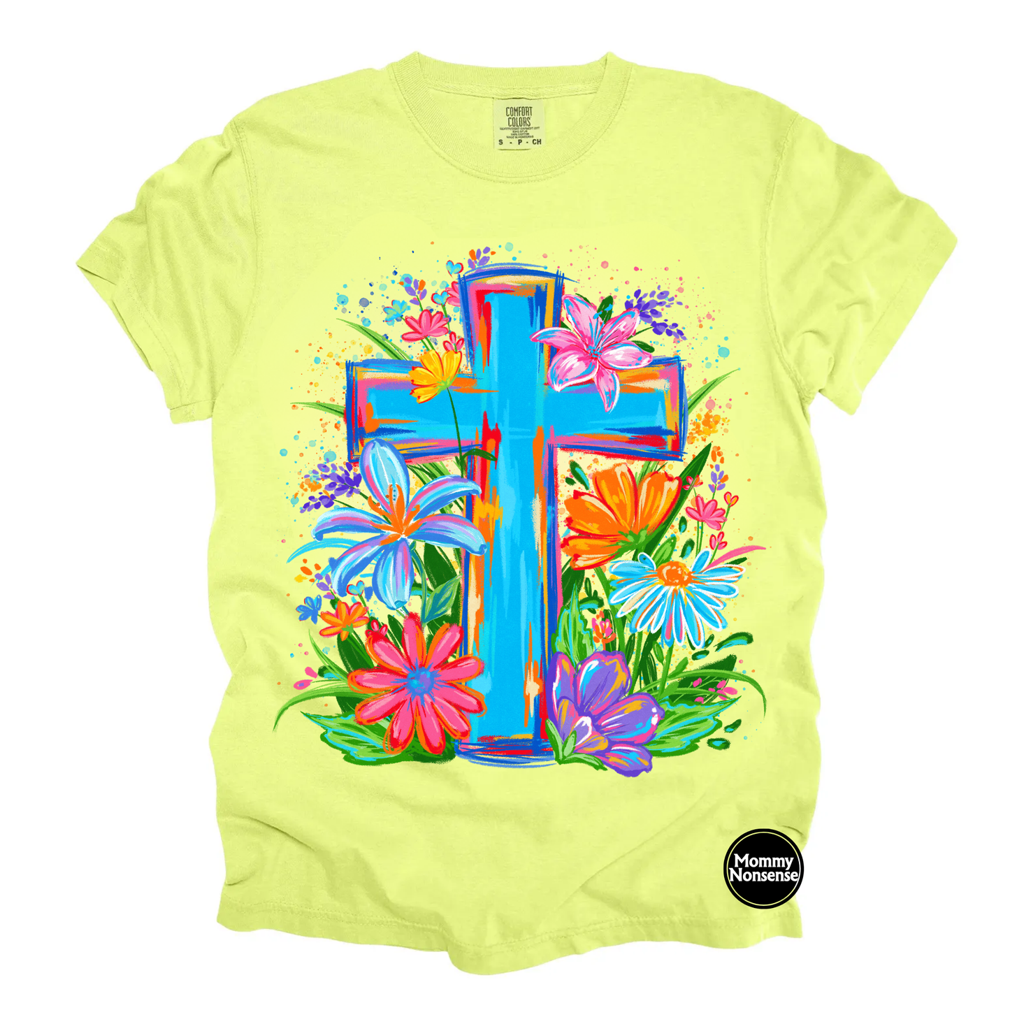 Floral Cross- DTF TRANSFER (L546) DTF Transfer