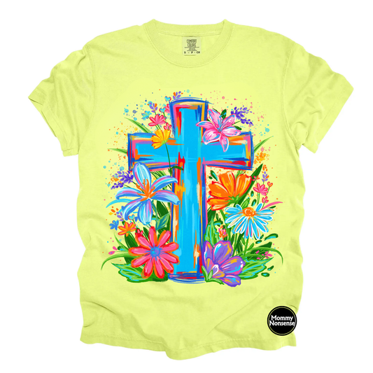Floral Cross- DTF TRANSFER (L546) DTF Transfer