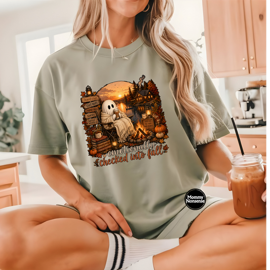 Emotionally Checked into Fall Ghost- DTF TRANSFER (L833) DTF Transfer