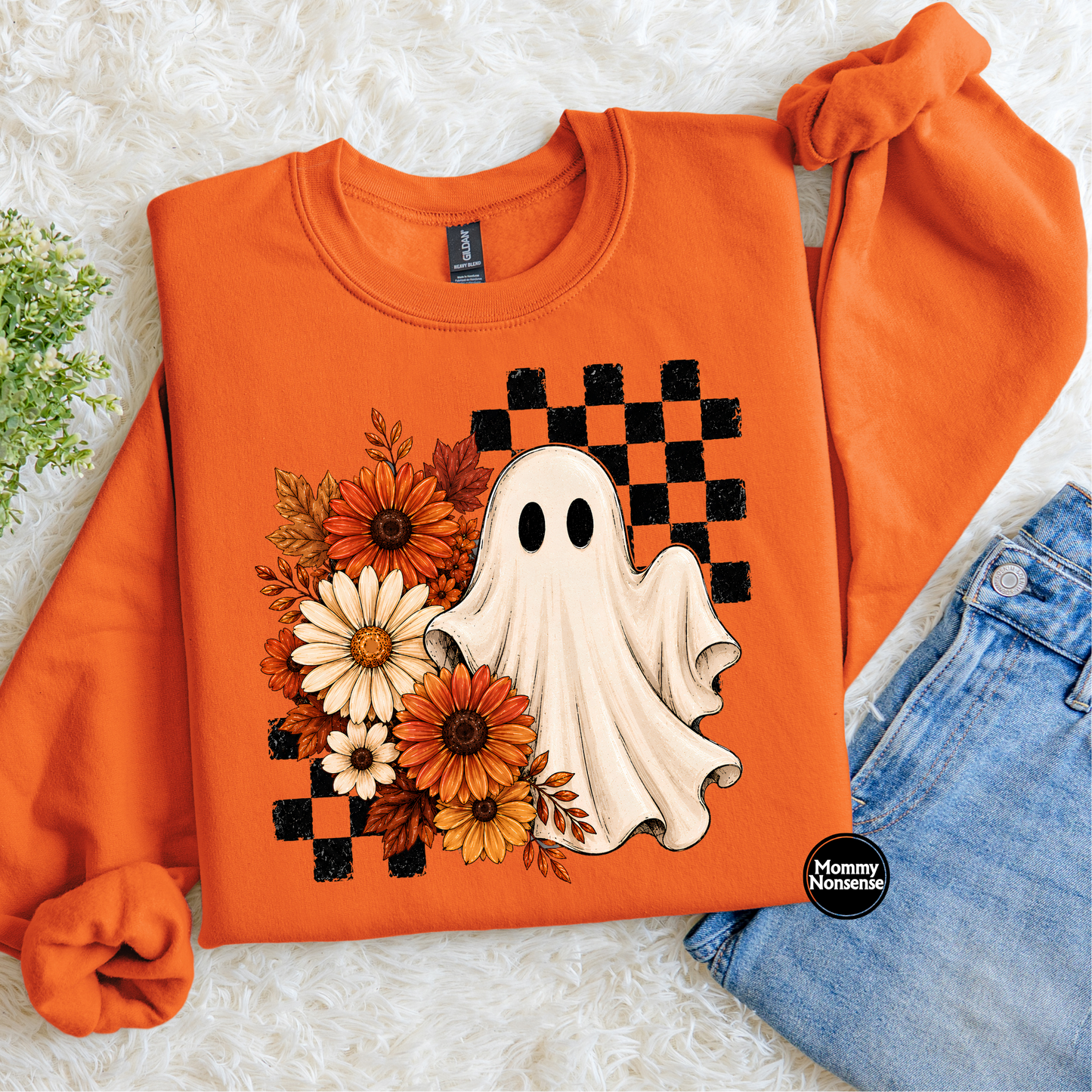 Ghost, flowers and checkered- DTF TRANSFER (L922) DTF Transfer