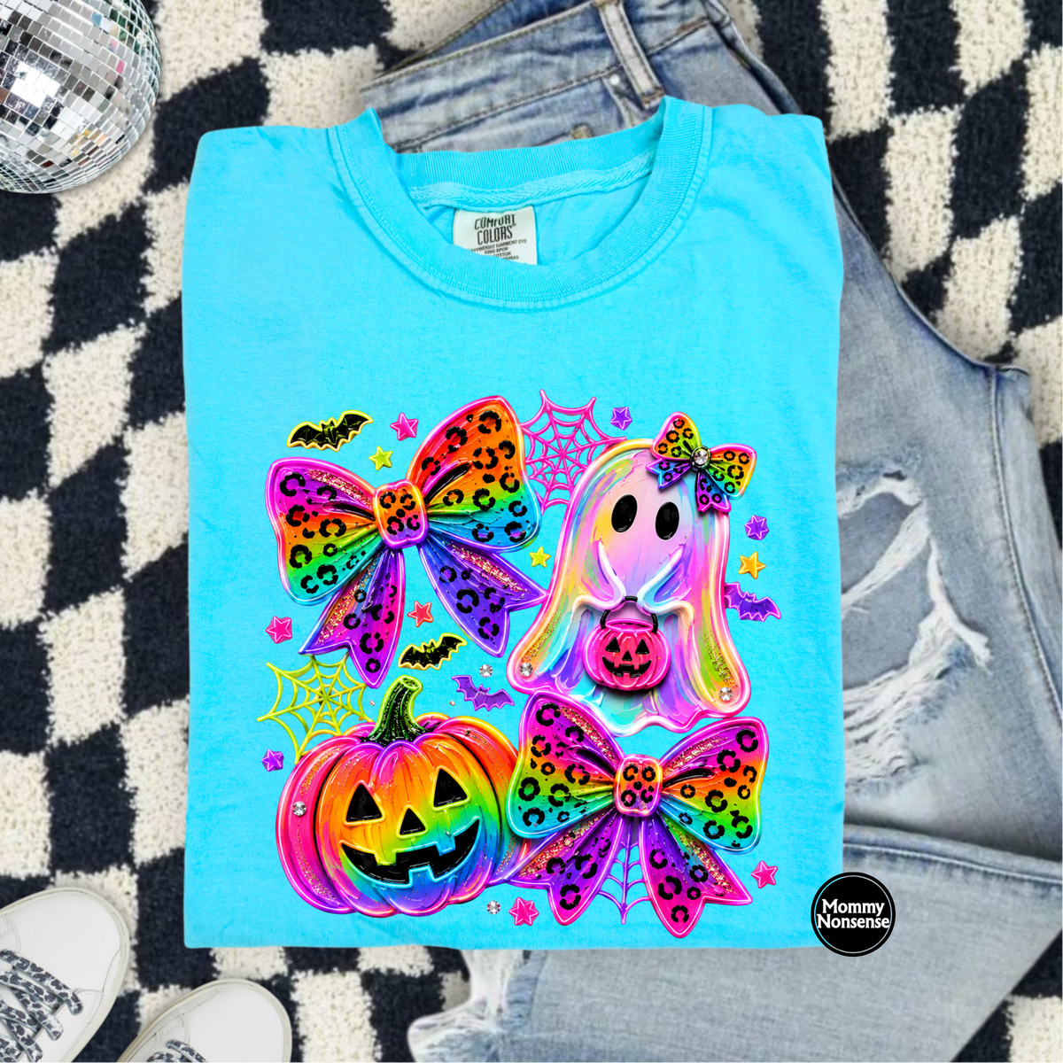 Iridescent Ghost and Bows- DTF TRANSFER (M42) DTF Transfer