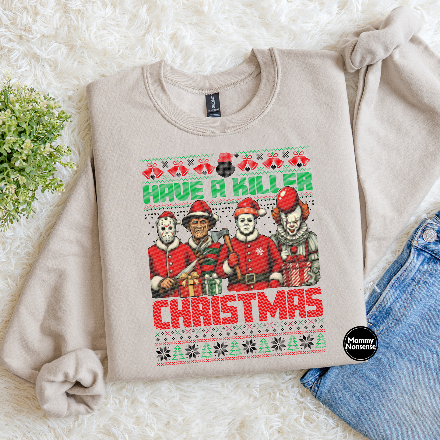 Have A Killer Christmas Baddies cross stitch look- DTF TRANSFER (K46) DTF Transfer