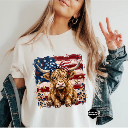 Highland Cow flag- DTF TRANSFER (L675) DTF Transfer
