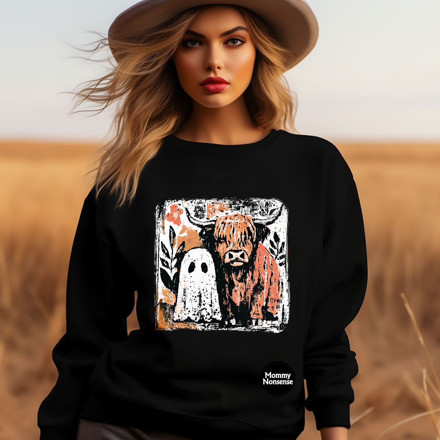 Highlander Cow And Ghost distressed -DTF TRANSFER (H57) DTF Transfer