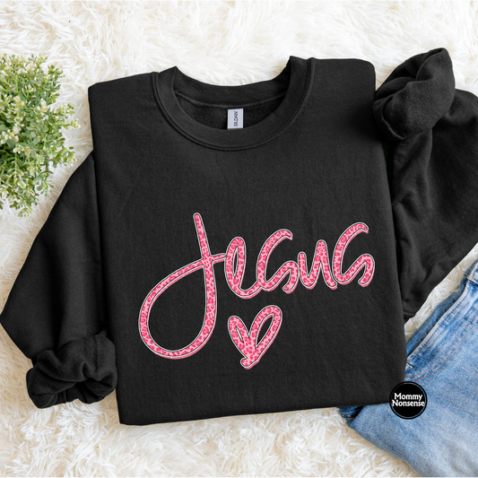 pink cheetah print Jesus- DTF TRANSFER (L503) DTF Transfer