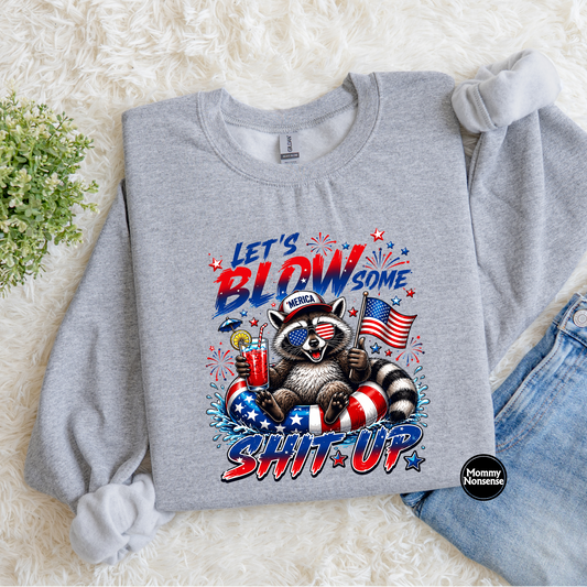 Let's Blow Shit Up raccoon- DTF TRANSFER (L734) DTF Transfer