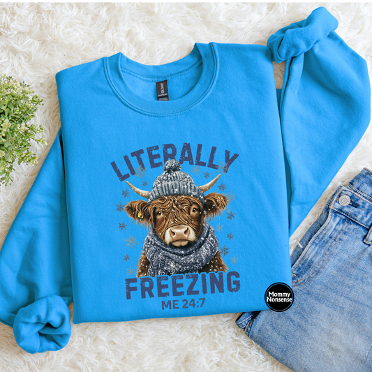 Literally Freezing Highland Cow- DTF TRANSFER (L244) DTF Transfer