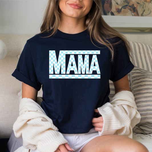 MAMA checkered blue- DTF TRANSFER (N2)