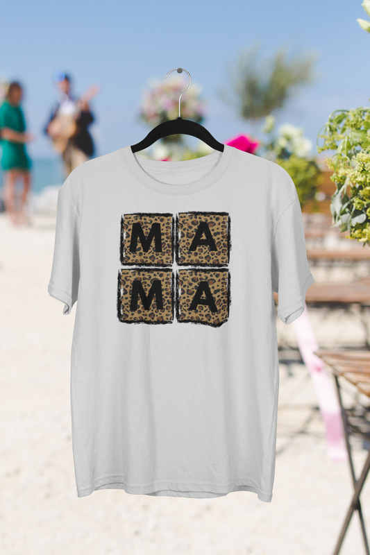 Leopard print squares MAMA - DTF TRANSFER (O1) COLD PEEL