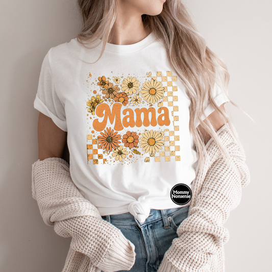 MAMA Retro Vibe With Flowers -DTF TRANSFER (H78) DTF Transfer