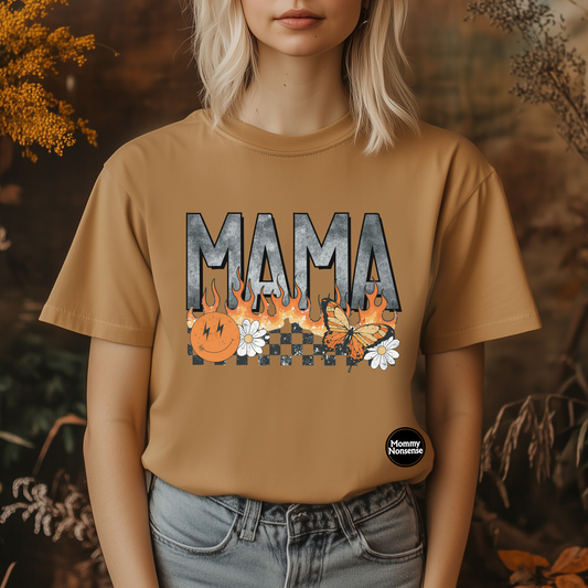 Mama with flames -DTF TRANSFER (J73) DTF Transfer