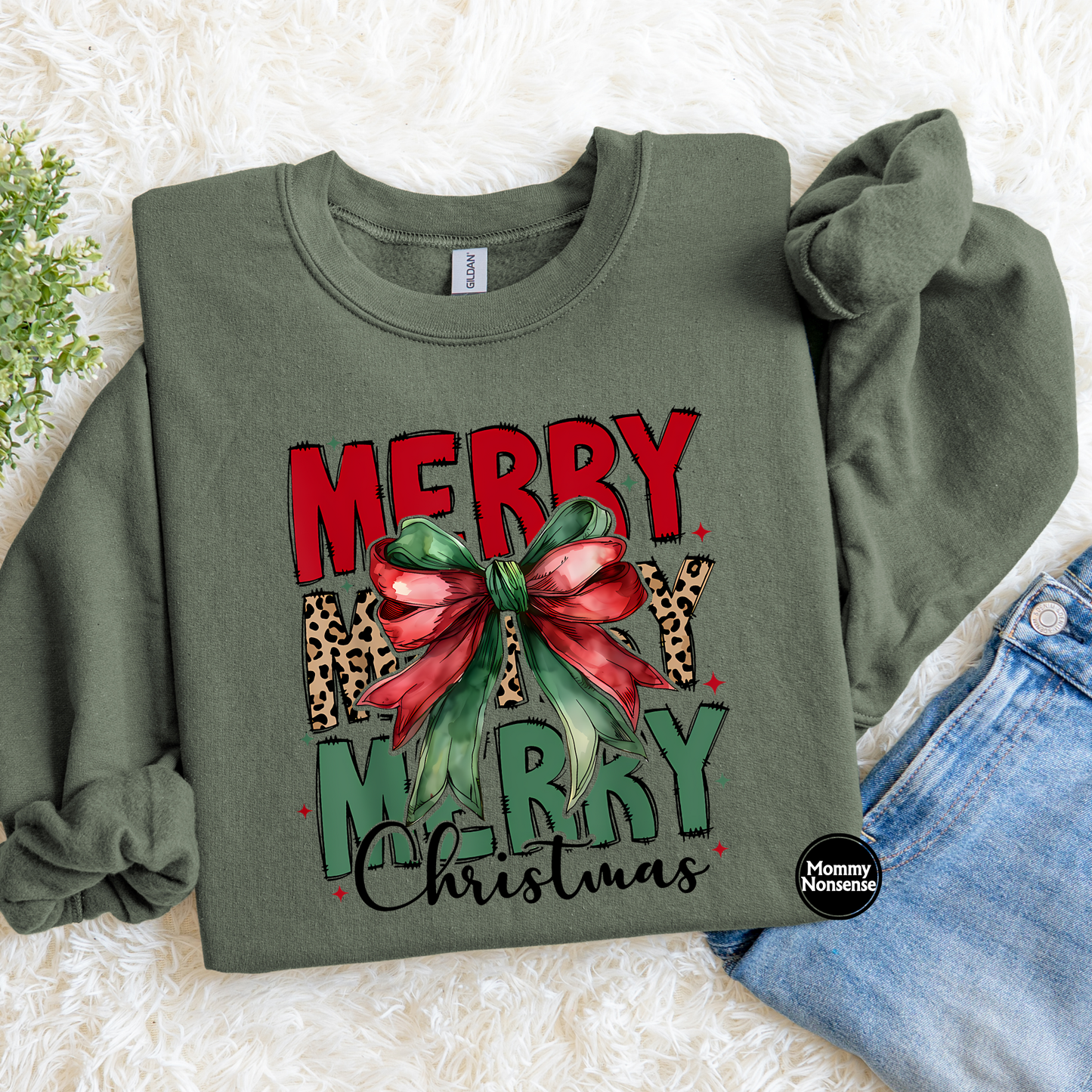 Merry Merry Christmas leopard print - DTF TRANSFER (L144) DTF Transfer