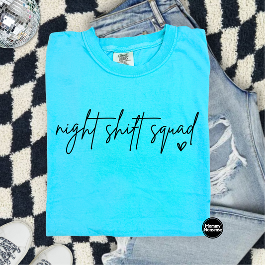Night Shift Squad (blk)- DTF TRANSFER (L857) DTF Transfer