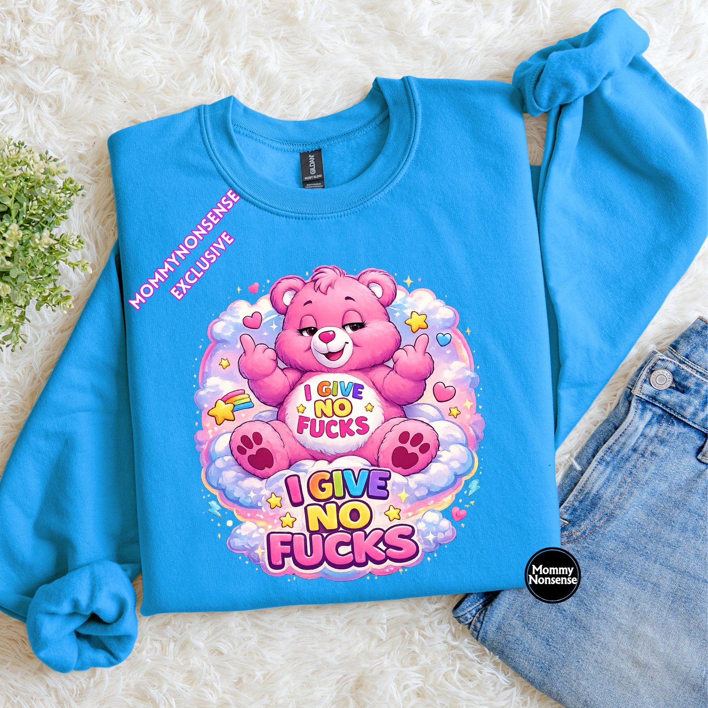 No Care Bear Pink- DTF TRANSFER (L406) DTF Transfer