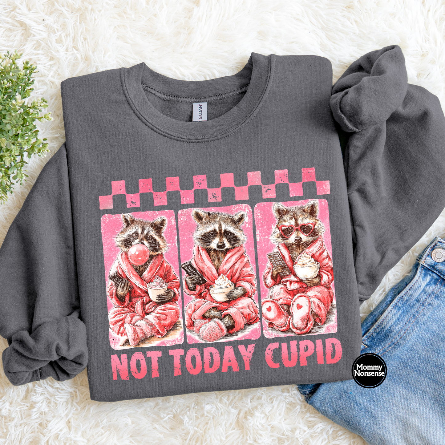 Not Today Cupid V-day Raccoon- DTF TRANSFER (L247) DTF Transfer