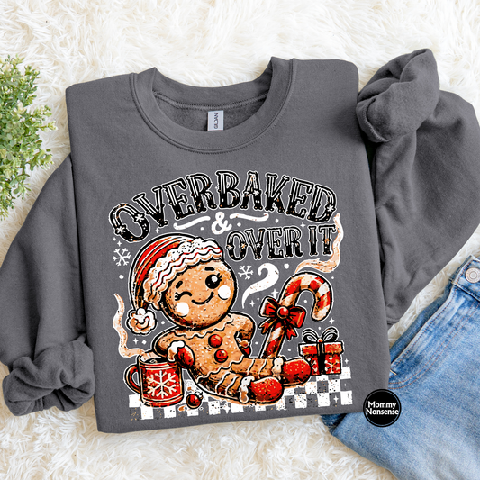 Overbaked and Over It Gingerbread Man (white) - DTF TRANSFER (L20) DTF Transfer