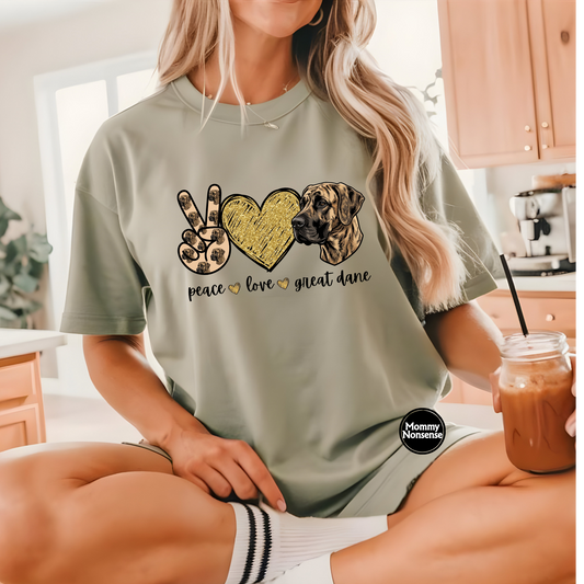 Peace love Great Dane- DTF TRANSFER (L803) DTF Transfer