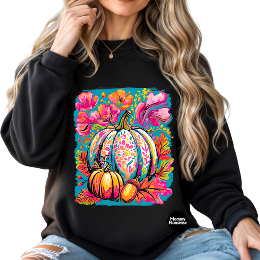 Pink and Teal Pumpkins -DTF TRANSFER (H46) DTF Transfer