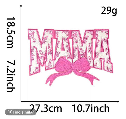 Pink Mama-  Chenille Iron on Patch (D2)