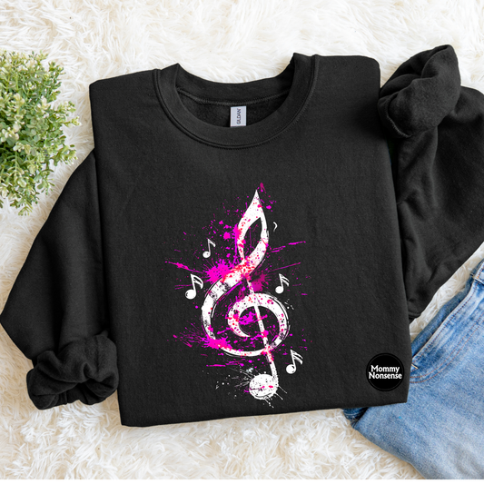 Pink paint splatter music note- DTF TRANSFER (K52) DTF Transfer