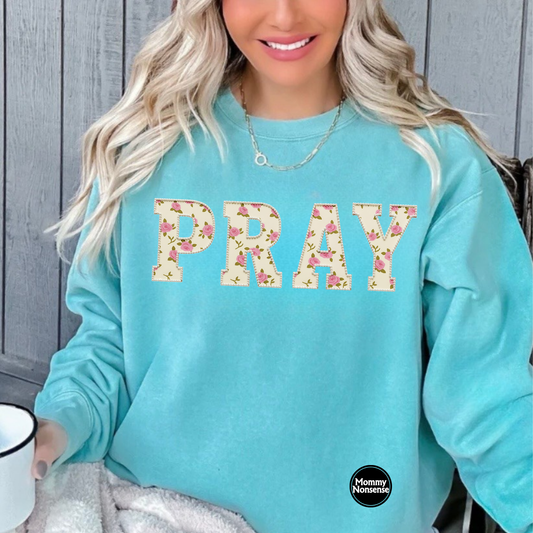 Pray White Pearl And Floral- DTF TRANSFER (L535) DTF Transfer